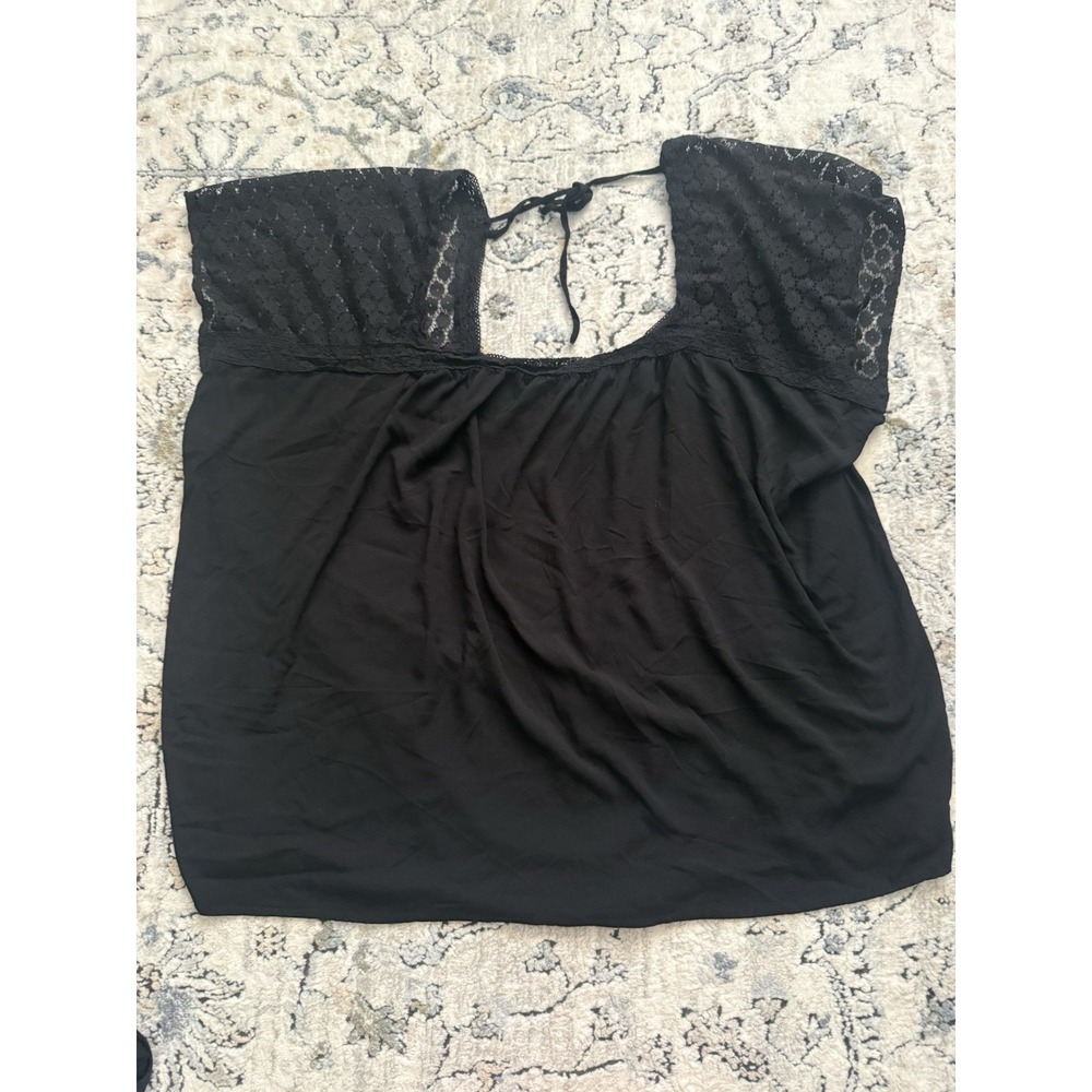 Torrid Women Top 6 Black‎ Boho Blouse Lace Shoulder  Pullover Whimsigoth Goth